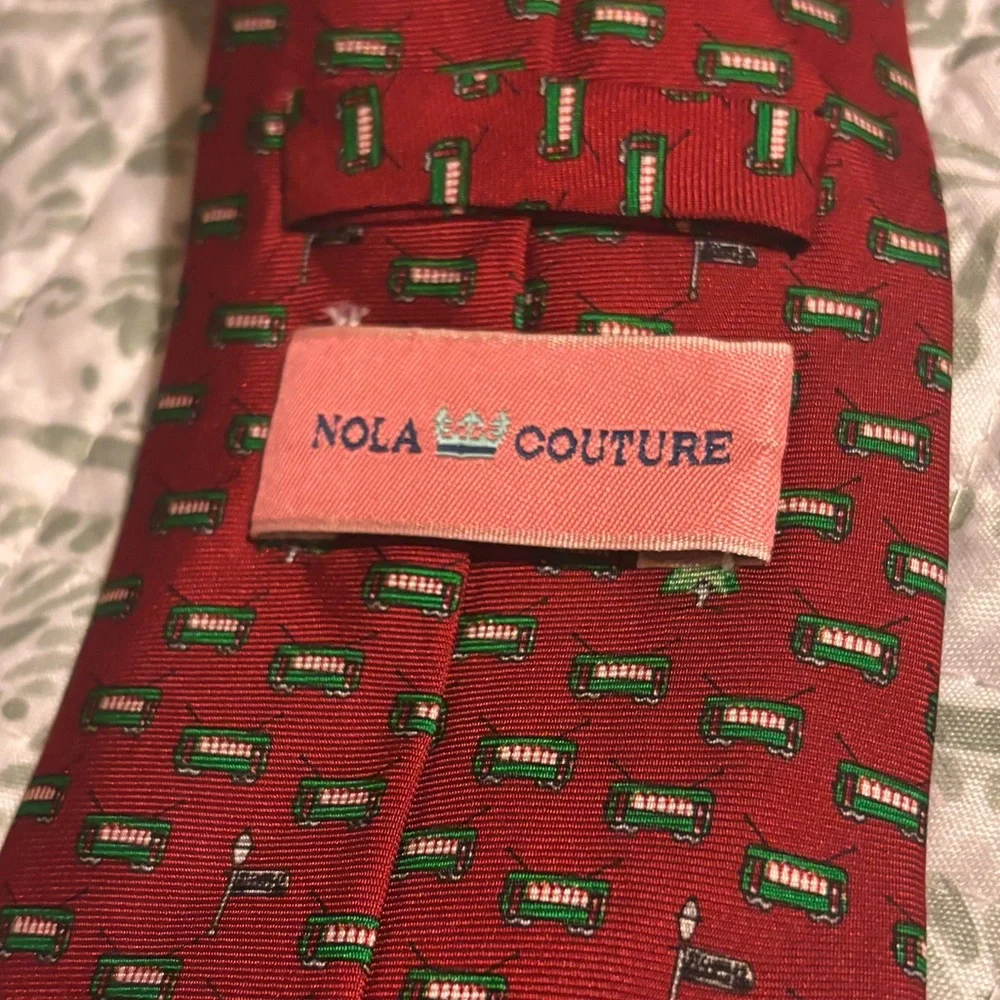Nola couture Streetcar Raspberry Red men’s tie preowned - Picture 6 of 10